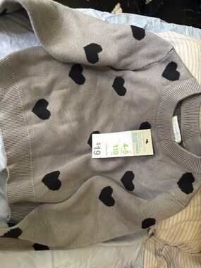 Primark Grey Sweater with Black Heart Motif